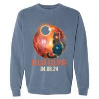 Total Solar Eclipse Galaxy Space Cat Garment-Dyed Sweatshirt