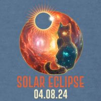 Total Solar Eclipse Galaxy Space Cat Garment-Dyed Sweatshirt