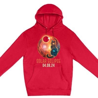 Total Solar Eclipse Galaxy Space Cat Premium Pullover Hoodie