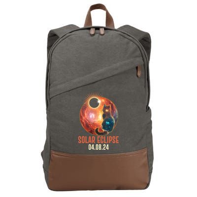 Total Solar Eclipse Galaxy Space Cat Cotton Canvas Backpack