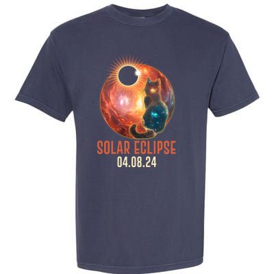 Total Solar Eclipse Galaxy Space Cat Garment-Dyed Heavyweight T-Shirt