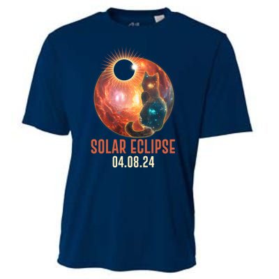 Total Solar Eclipse Galaxy Space Cat Cooling Performance Crew T-Shirt