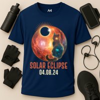 Total Solar Eclipse Galaxy Space Cat Performance Shirt