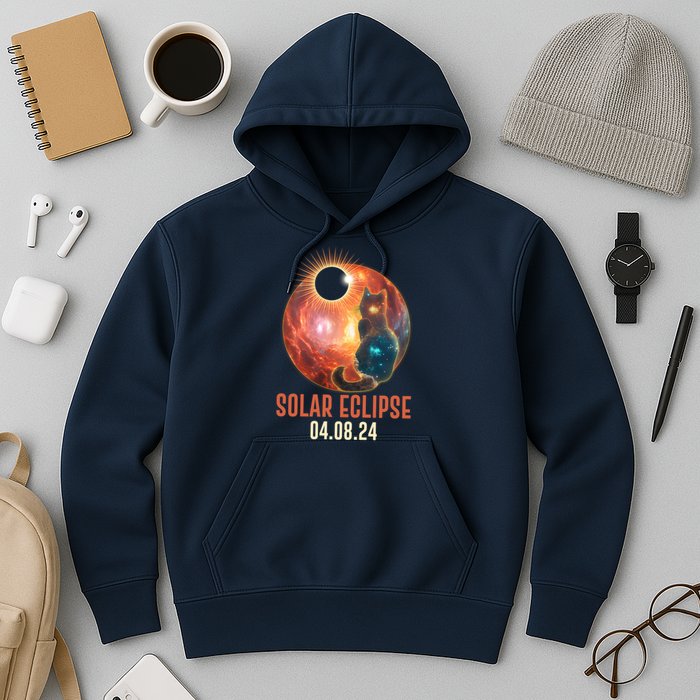 Total Solar Eclipse Galaxy Space Cat Hoodie