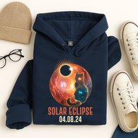 Total Solar Eclipse Galaxy Space Cat Hoodie