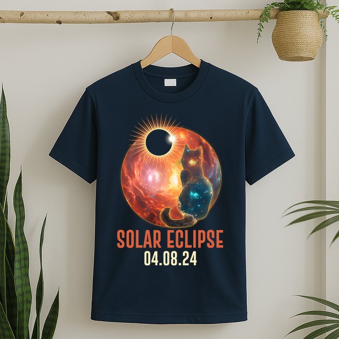 Total Solar Eclipse Galaxy Space Cat T-Shirt