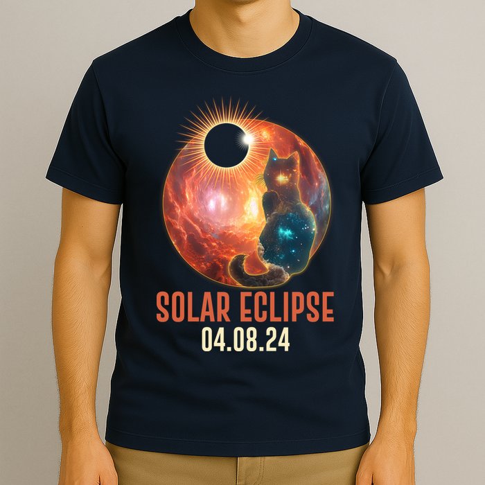 Total Solar Eclipse Galaxy Space Cat T-Shirt