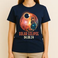 Total Solar Eclipse Galaxy Space Cat T-Shirt