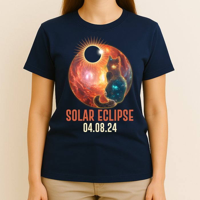 Total Solar Eclipse Galaxy Space Cat T-Shirt