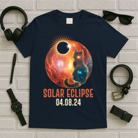 Total Solar Eclipse Galaxy Space Cat T-Shirt