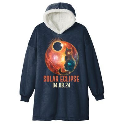 Total Solar Eclipse Galaxy Space Cat Hooded Wearable Blanket