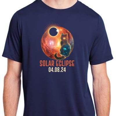 Total Solar Eclipse Galaxy Space Cat Adult ChromaSoft Performance T-Shirt