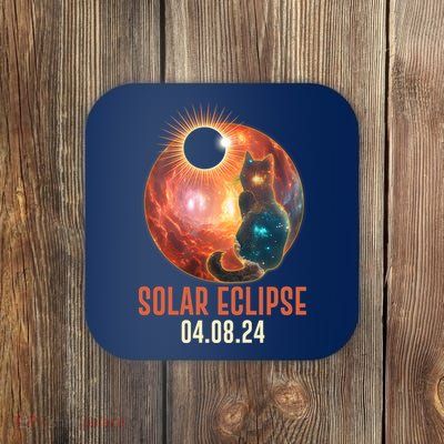 Total Solar Eclipse Galaxy Space Cat Coaster