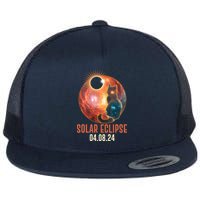 Total Solar Eclipse Galaxy Space Cat Flat Bill Trucker Hat