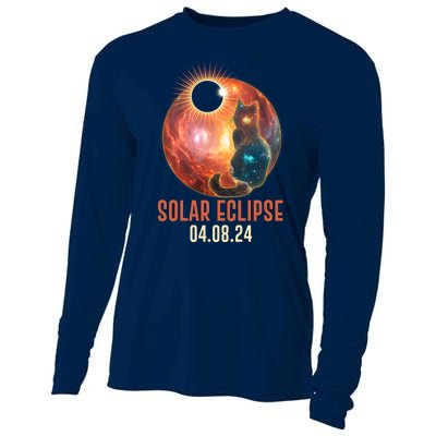 Total Solar Eclipse Galaxy Space Cat Cooling Performance Long Sleeve Crew