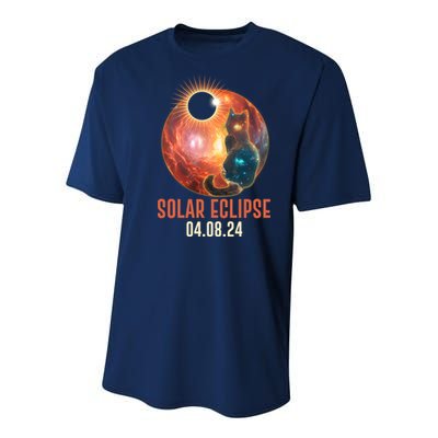 Total Solar Eclipse Galaxy Space Cat Youth Performance Sprint T-Shirt