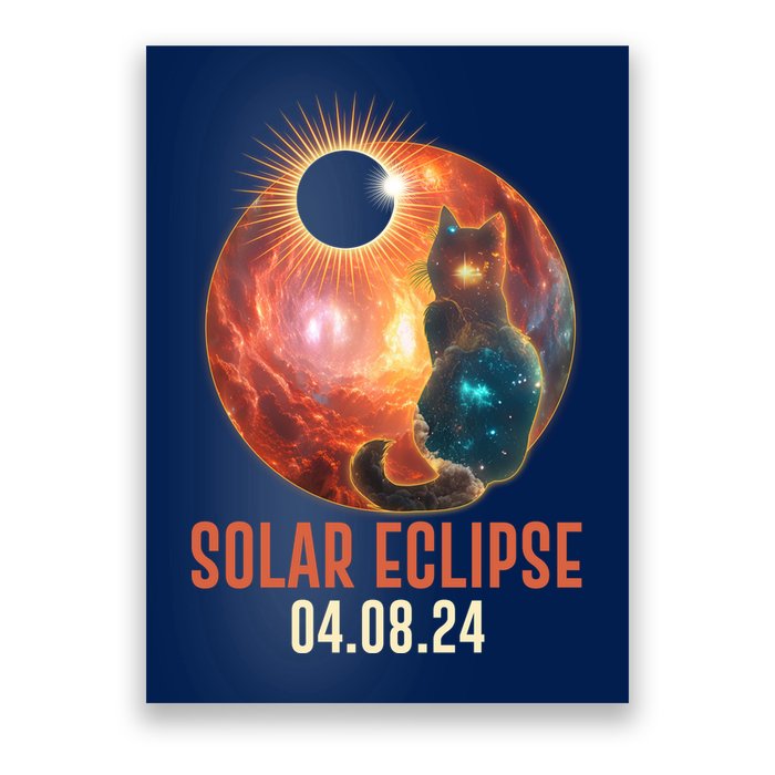 Total Solar Eclipse Galaxy Space Cat Poster