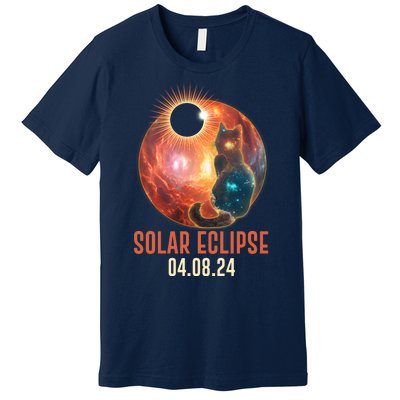 Total Solar Eclipse Galaxy Space Cat Premium T-Shirt