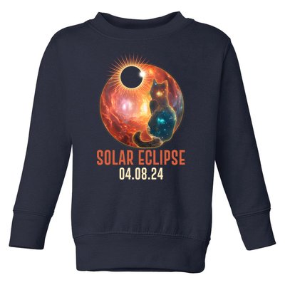 Total Solar Eclipse Galaxy Space Cat Toddler Sweatshirt