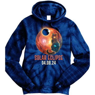 Total Solar Eclipse Galaxy Space Cat Tie Dye Hoodie