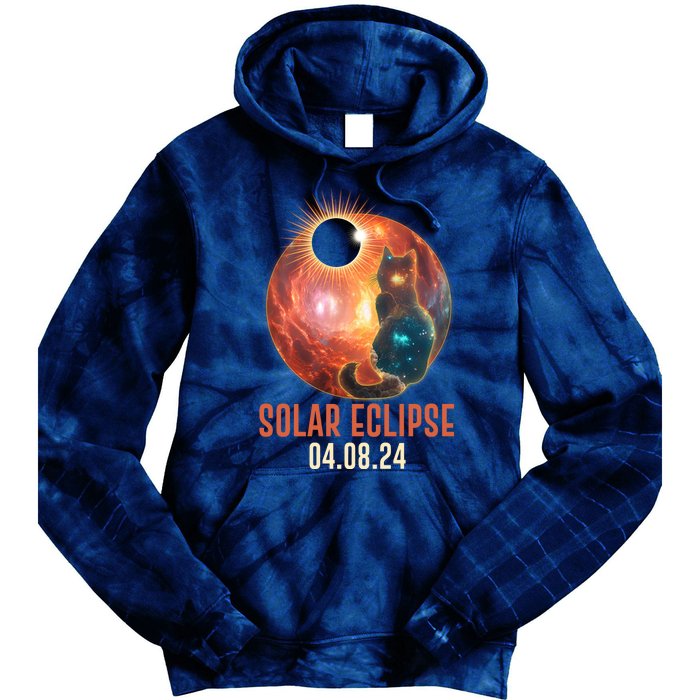 Total Solar Eclipse Galaxy Space Cat Tie Dye Hoodie