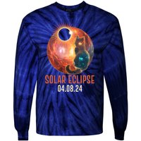 Total Solar Eclipse Galaxy Space Cat Tie-Dye Long Sleeve Shirt