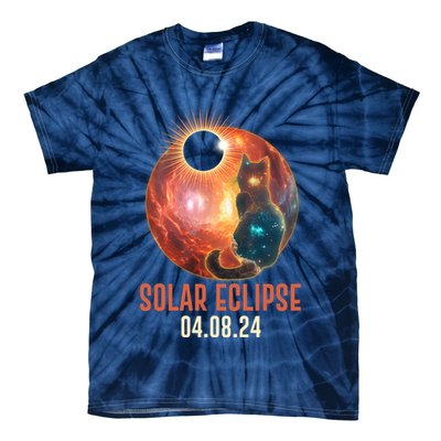 Total Solar Eclipse Galaxy Space Cat Tie-Dye T-Shirt