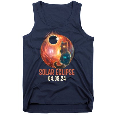 Total Solar Eclipse Galaxy Space Cat Tank Top