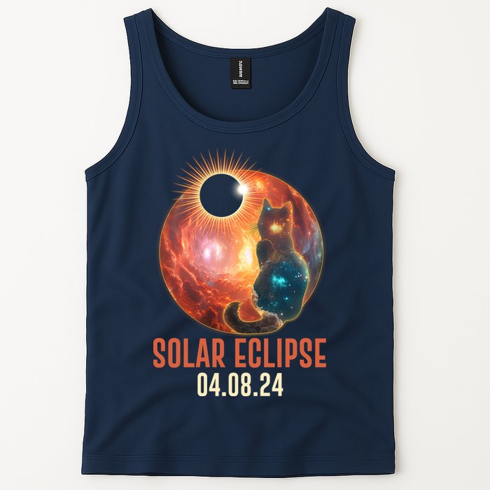 Total Solar Eclipse Galaxy Space Cat Tank Top