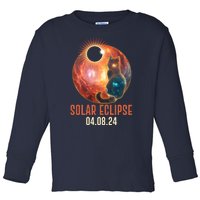 Total Solar Eclipse Galaxy Space Cat Toddler Long Sleeve Shirt