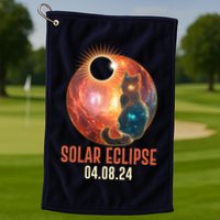 Total Solar Eclipse Galaxy Space Cat Golf Towel