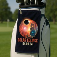 Total Solar Eclipse Galaxy Space Cat Golf Towel