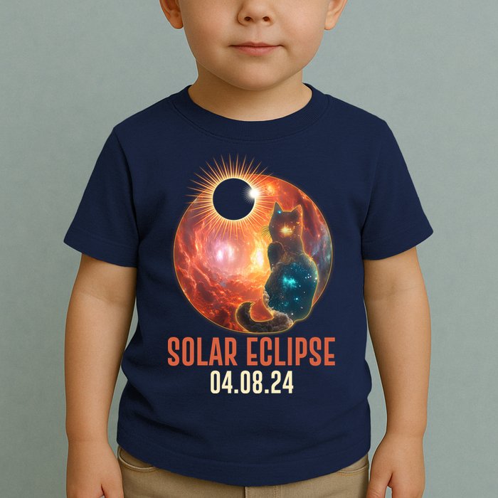 Total Solar Eclipse Galaxy Space Cat Toddler T-Shirt