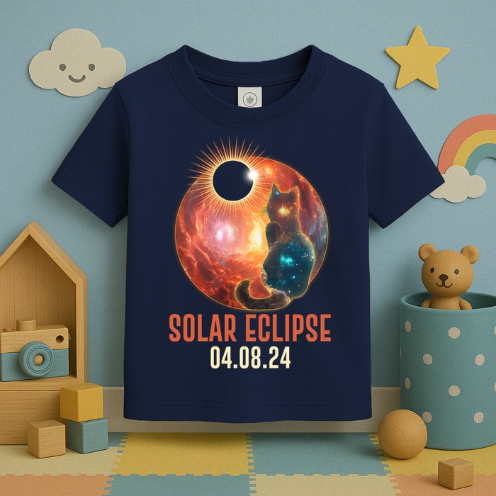 Total Solar Eclipse Galaxy Space Cat Toddler T-Shirt