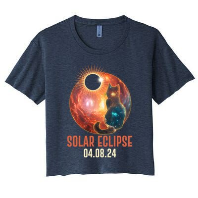 Total Solar Eclipse Galaxy Space Cat Crop Top