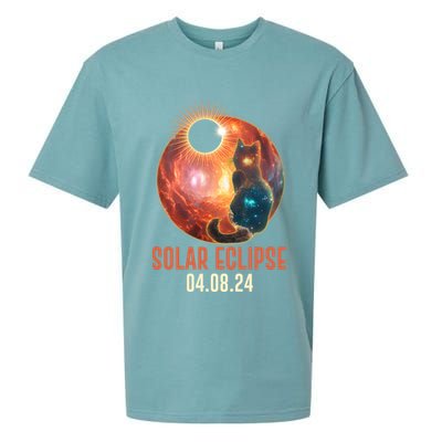Total Solar Eclipse Galaxy Space Cat Sueded Cloud Jersey T-Shirt