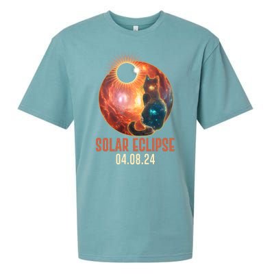 Total Solar Eclipse Galaxy Space Cat Sueded Cloud Jersey T-Shirt