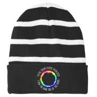 Total Solar Eclipse 04 08 2024 I Saw The Dark Sided The Moon Striped Beanie with Solid Band