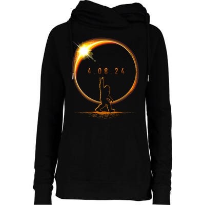 Total Solar Eclipse April 8 2024 Bigfoot Womens Funnel Neck Pullover Hood