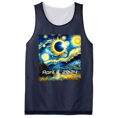 Total Solar Eclipse 2024 Starry Night Painting Van Gogh Mesh Reversible Basketball Jersey Tank