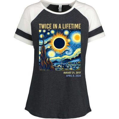 Total Solar Eclipse 2024 Twice In A Lifetime Enza Ladies Jersey Colorblock Tee