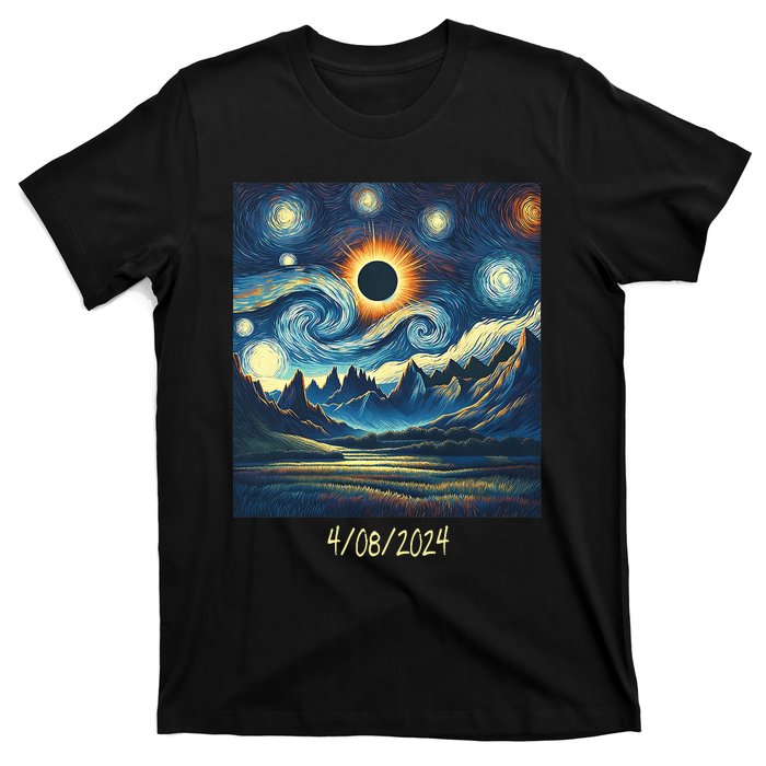 Total Solar Eclipse Van 2024 Gogh April 8 Night Starry 2024 T-Shirt