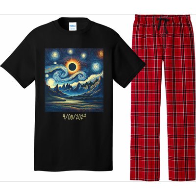 Total Solar Eclipse Van 2024 Gogh April 8 Night Starry 2024 Pajama Set