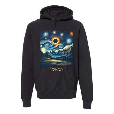 Total Solar Eclipse Van 2024 Gogh April 8 Night Starry 2024 Premium Hoodie