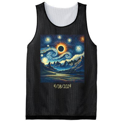 Total Solar Eclipse Van 2024 Gogh April 8 Night Starry 2024 Mesh Reversible Basketball Jersey Tank