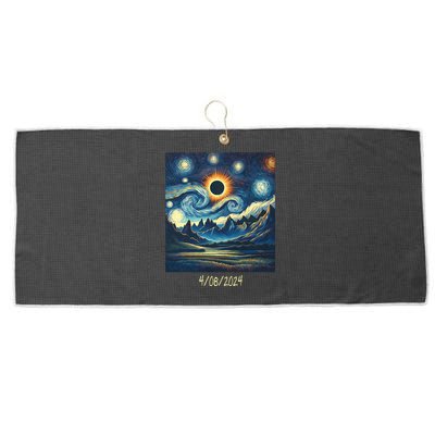 Total Solar Eclipse Van 2024 Gogh April 8 Night Starry 2024 Large Microfiber Waffle Golf Towel