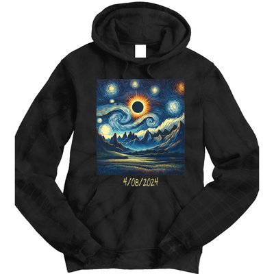 Total Solar Eclipse Van 2024 Gogh April 8 Night Starry 2024 Tie Dye Hoodie