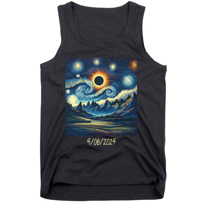 Total Solar Eclipse Van 2024 Gogh April 8 Night Starry 2024 Tank Top