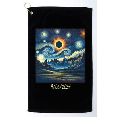 Total Solar Eclipse Van 2024 Gogh April 8 Night Starry 2024 Platinum Collection Golf Towel