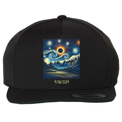 Total Solar Eclipse Van 2024 Gogh April 8 Night Starry 2024 Wool Snapback Cap